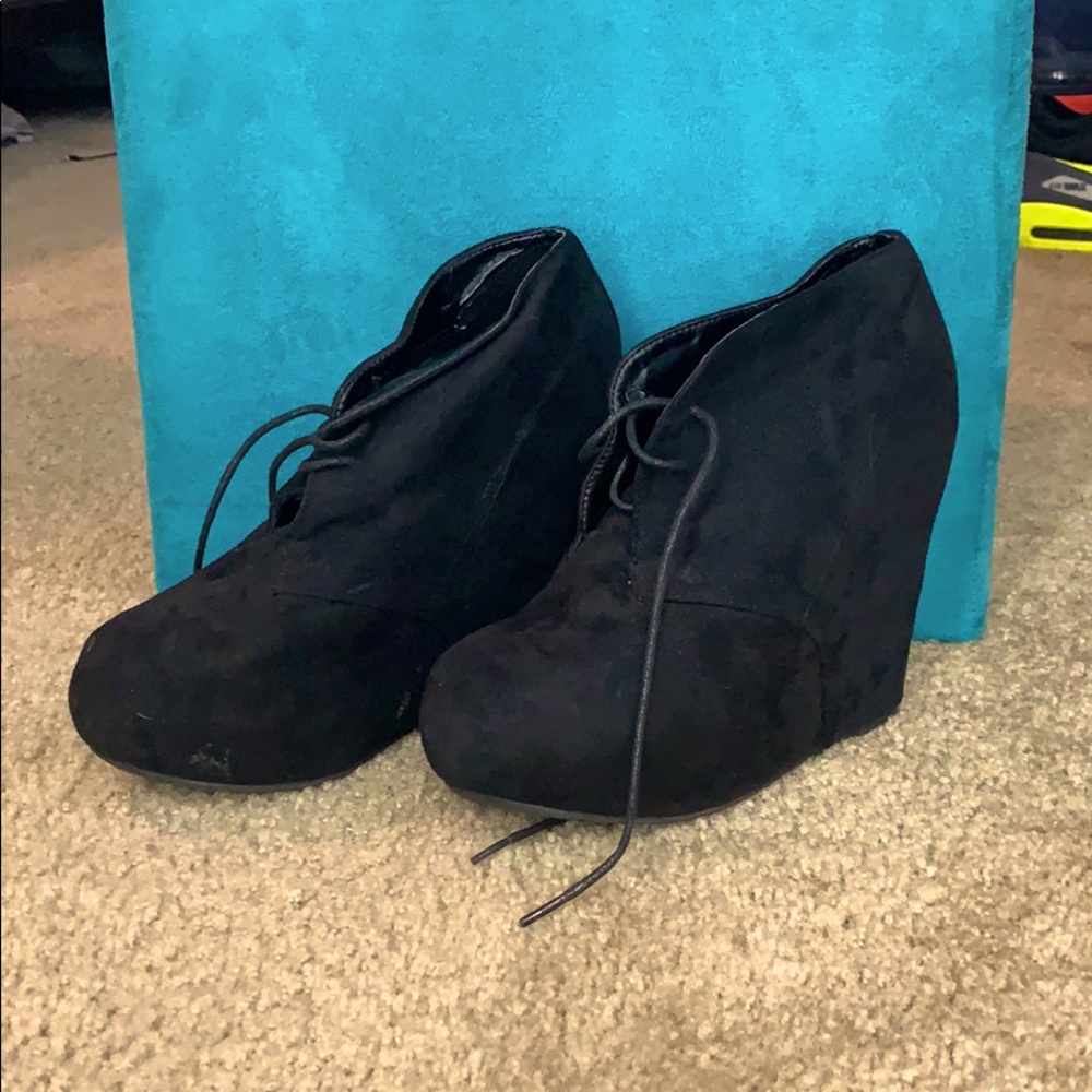 Black Wedge Booties